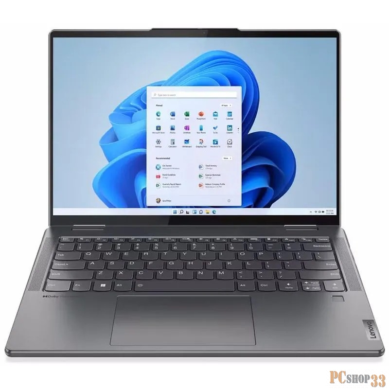 Ноутбук Lenovo Yoga 7 14ARP8 14(1920x1200 OLED)/Touch/AMD Ryzen 7 7735U(2.7Ghz)/16384Mb/1024SSDG Radeon/Cam/BT/WiFi/71WHr/war 1y/1.49kg/storm grey/Win11Home + 65W, Pen, RU kbd