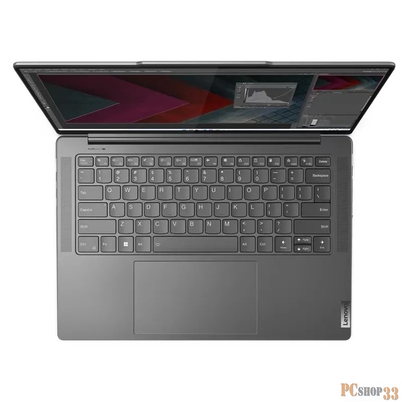 Ноутбук Lenovo Yoga Pro 7 14ARP8 14.5(2560x1600 IPS)/AMD Ryzen 7 7735HS(3.2Ghz)/16384Mb/1024SSD Radeon/Cam/BT/WiFi/73WHr/war 1y/1.49kg/storm grey/noOS + 100W, RU kbd