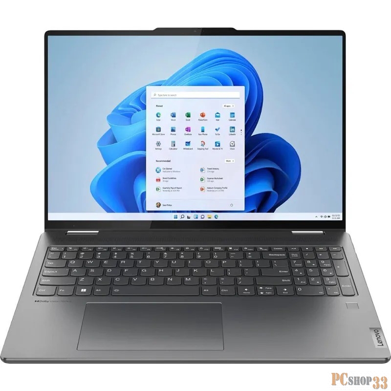 Ноутбук Lenovo Yoga 7 16IRL8 16(2560x1600 IPS)/Touch/Intel Core i7 1360P(2.2Ghz)/16384Mb/1024SSDG Iris Xe Graphics/Cam/BT/WiFi/71WHr/war 1y/1.98kg/storm grey/Win11Home + 65W, Pen, RU kbd