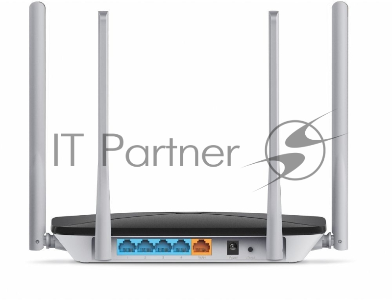 Беспроводный маршрутизатор Mercusys AC12, Dual Band, (867Мбит/с на 5 ГГц + 300Мбит/с на 2,4 ГГц) 4 порта 100 Мбит/с, 4 фиксированных антенны