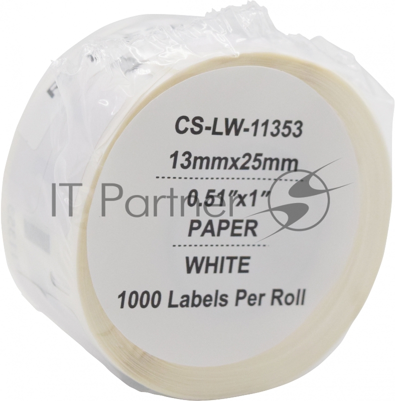 Этикетки Cactus CS-LW-11353 сег.:25x13мм черный белый 1000шт/рул Dymo Label Writer 450/4XL