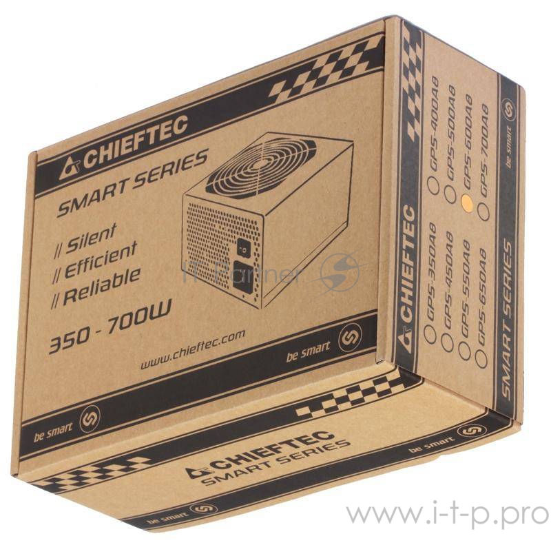 Блок питания 650Вт Chieftec GPS-650A8 ATX12V V2.3 (20/24+4/8+6/8pin, вентилятор d120мм) + кабель питания EURO (1.5м)