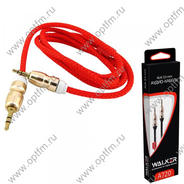 Кабель AUX WALKER WCA-720 в тканевой оплетке красный (1,5м)