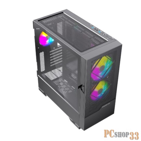 Корпус Powercase Kratos, Tempered Glass,2х140mm +1x120mm ARGB fan+ARGB HUB, чёрный, E-ATX (CKR-A3)