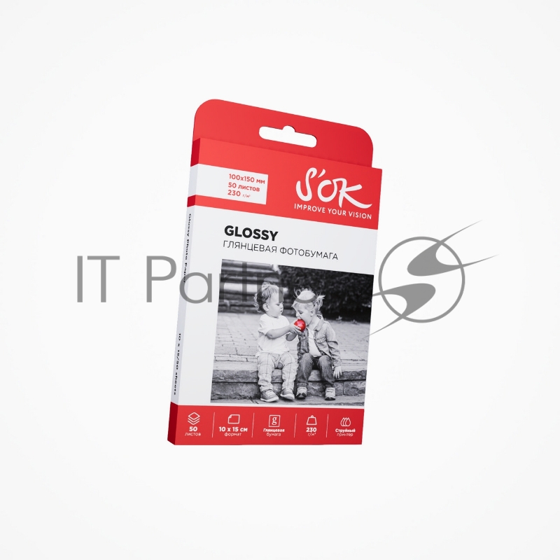 Фотобумага SOK глянцевая, формат 10x15, плотность 230г/м2, 50 листов SA6230050G4R