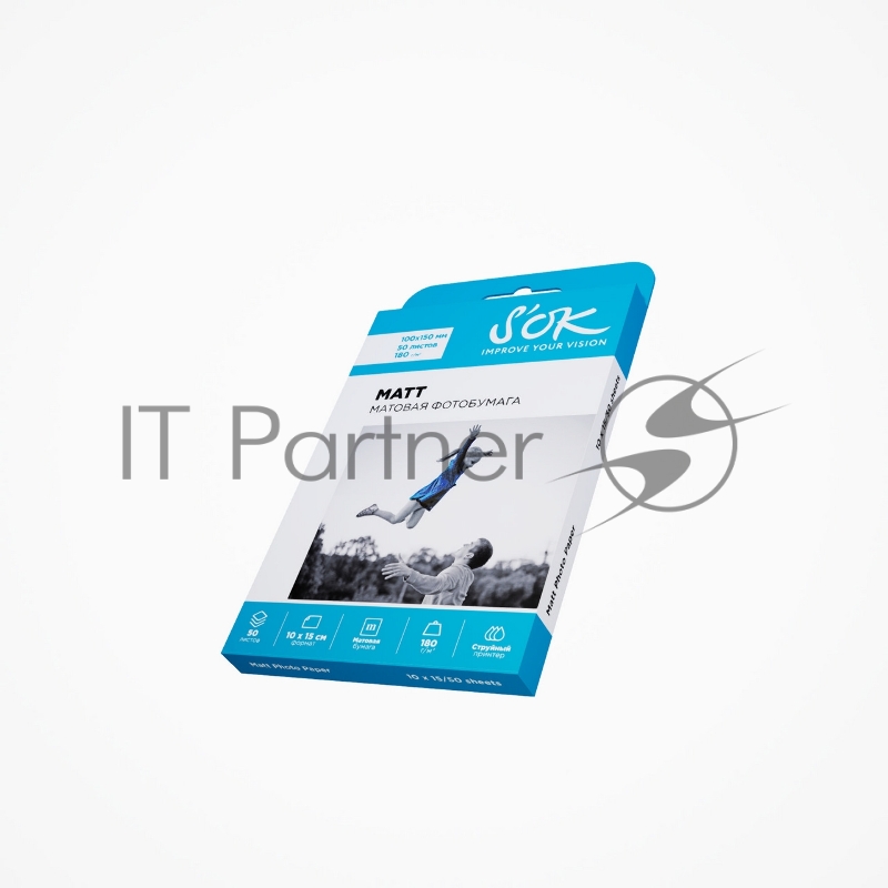 Фотобумага SOK матовая, формат 10x15, плотность 180г/м2, 50 листов SA6180050M