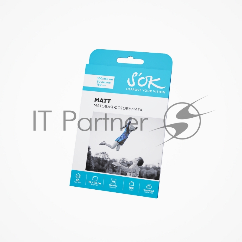 Фотобумага SOK матовая, формат 10x15, плотность 180г/м2, 50 листов SA6180050M