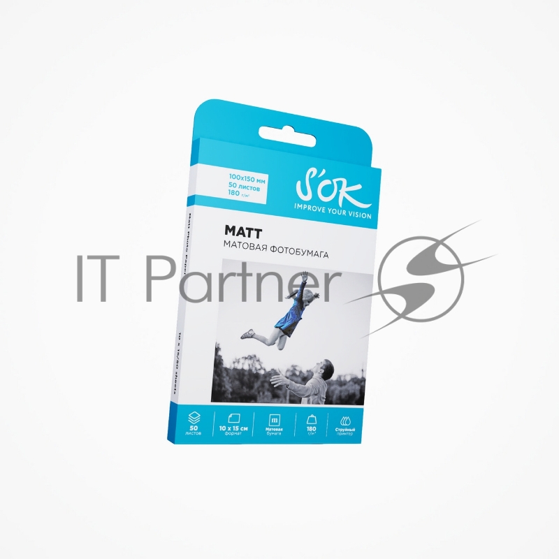 Фотобумага SOK матовая, формат 10x15, плотность 180г/м2, 50 листов SA6180050M