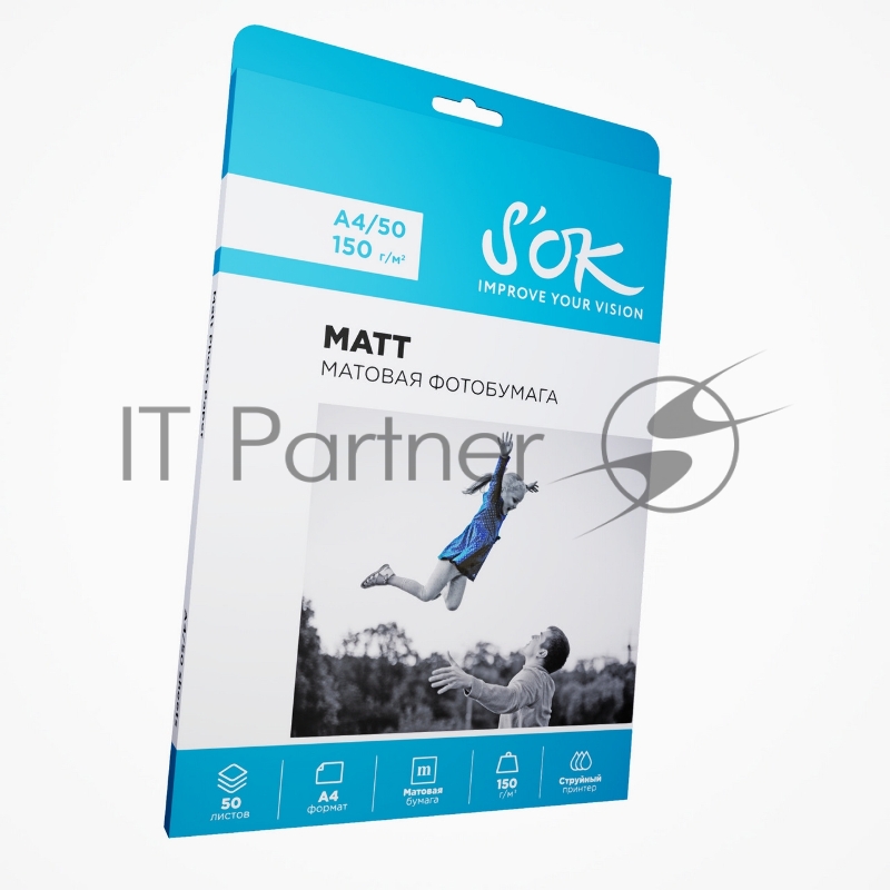 Фотобумага SOK матовая, формат А4, плотность 150г/м2, 50 листов SA4150050M