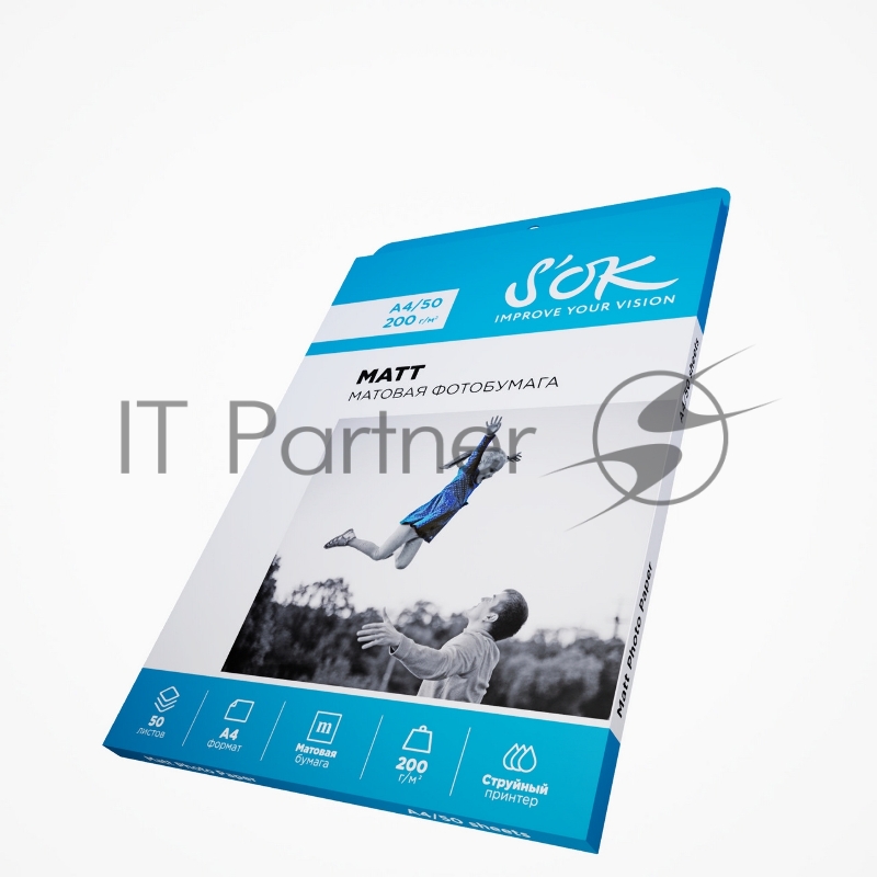 Фотобумага SOK матовая, формат А4, плотность 200г/м2, 50 листов SA4200050M