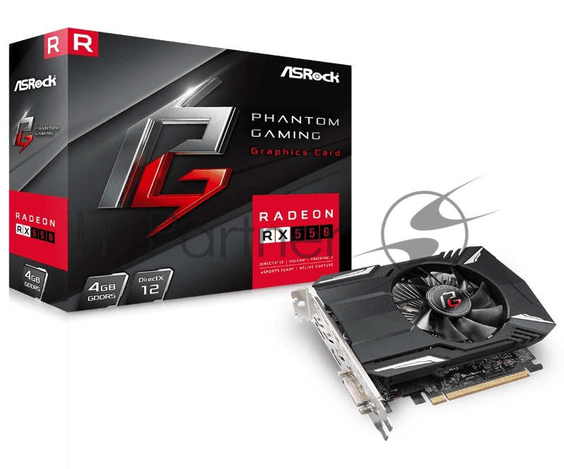Видеокарта AsRock RX550 4GB Phantom Gaming 128-bit GDDR5 DP HDMI DVI