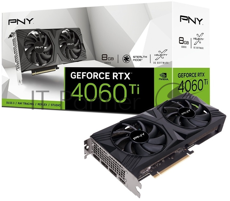 Видеокарта PNY RTX4060Ti 8GB VERTO 2FAN DLSS 3 GDDR6 128-bit DPx3 HDMI RTL