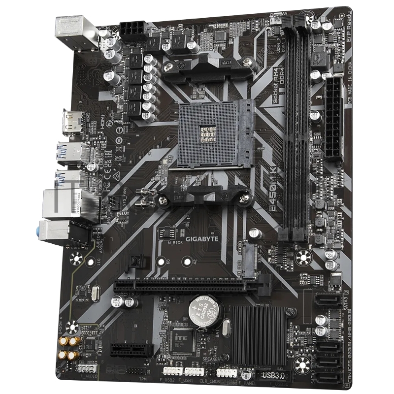 Материнская плата Gigabyte B450M K, Socket AM4, AMD B450, 2xDDR4-2933, HDMI, 1xPCI-Ex16, 1xPCI-Ex1, 4xSATA3, 1xM.2, 8 Ch Audio, GLan, mATX, RTL