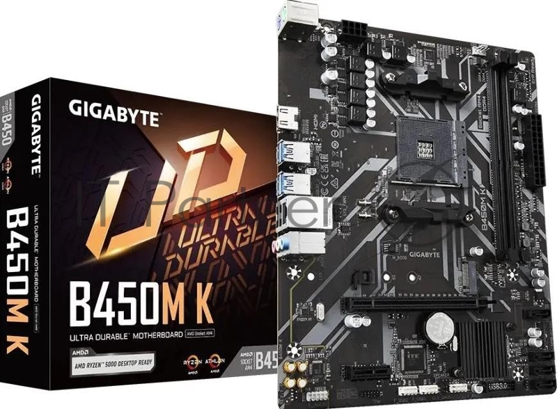 Материнская плата Gigabyte B450M K, Socket AM4, AMD B450, 2xDDR4-2933, HDMI, 1xPCI-Ex16, 1xPCI-Ex1, 4xSATA3, 1xM.2, 8 Ch Audio, GLan, mATX, RTL