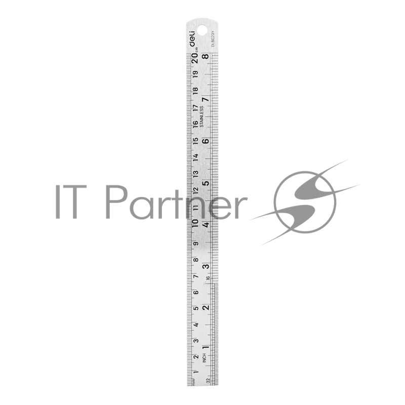 Линейка стальная Deli DL8020Y 200мм нержавеющая сталь