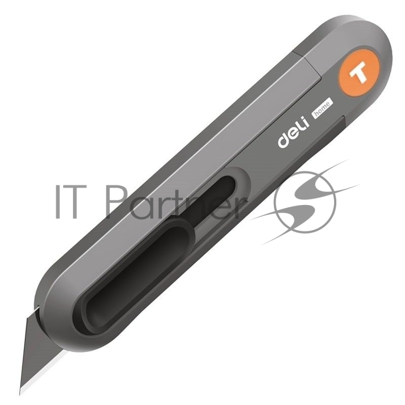 Технический нож Home Series Gray Deli HT4008C Т-образное лезвие с механизмом автоматического возврата, эксклюзивный дизайн, корпус из высококачественного софттач пластика