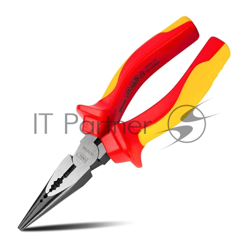 Диэлектрические удлиненные плоскогубцы Deli DL512106 160мм, сталь Cr-V, сертификат VDE для работ под напряжением до 1000 В