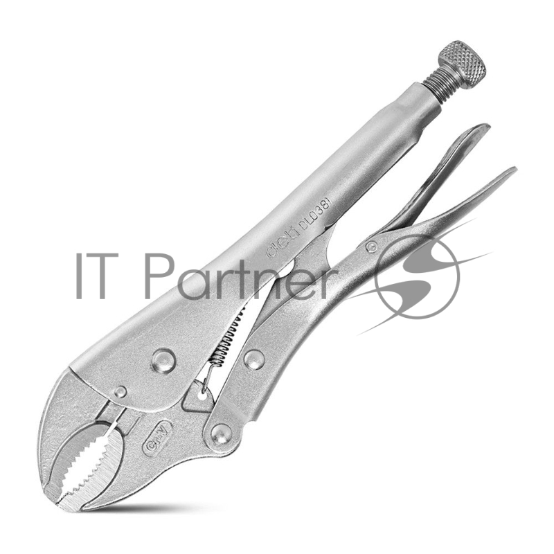 Зажимные клещи с изогнутыми губками Deli DL0381 200мм, рабочий ход 55мм, регулировочный винт