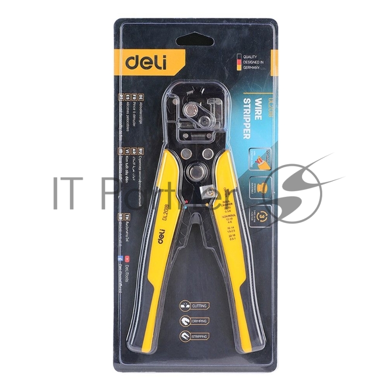 Инструмент многофункциональный для зачистки проводов (стриппер) 3-в-1 Deli DL2018 175мм, диапазон зачистки 0,6-2,6 мм, пружина с автоматическим возвратом