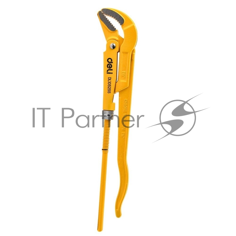 Трубный рычажный ключ №2 с изогнутыми губками Deli DL105255 420мм, раскрытие губок 0-55мм, сталь Cr-V