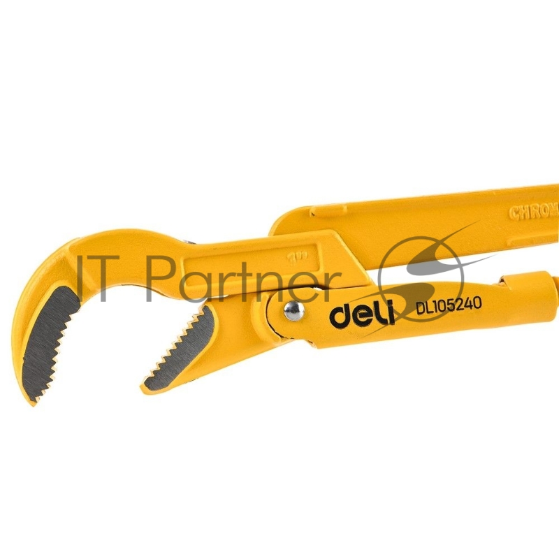 Трубный рычажный ключ №1 с изогнутыми губками Deli DL105240 315мм, раскрытие губок 0-40мм, сталь Cr-V