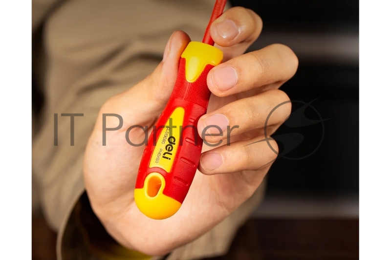 Диэлектрическая крестовая отвертка Deli DL513060 PH0х60мм сталь Cr-V, сертификат VDE для работ под напряжением до 1000 В