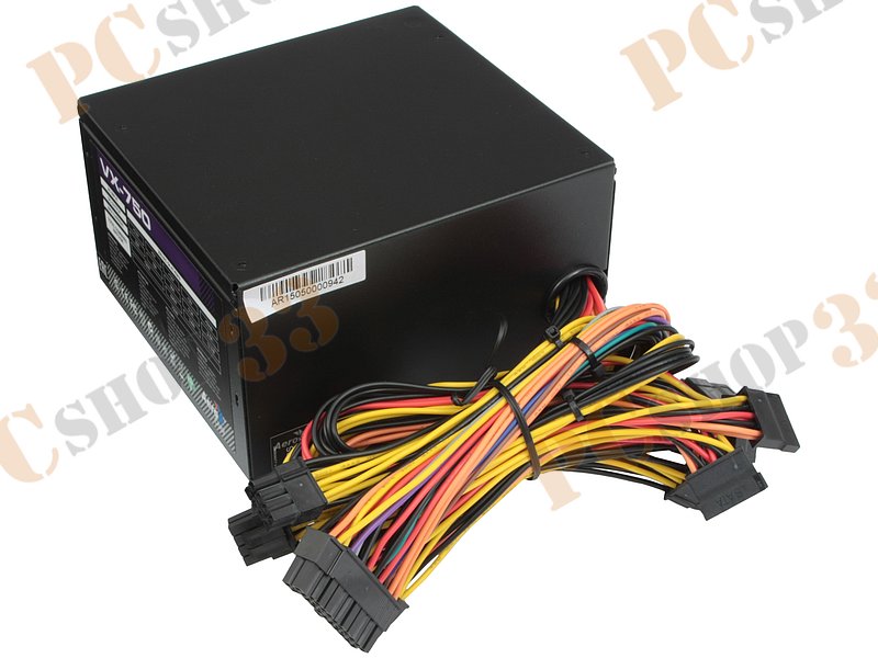 Блок питания 750Вт Aerocool VX-750 ATX12V V2.3 (20/24+4/8+6/8pin, вентилятор d120мм) + кабель питания EURO (1.1м)