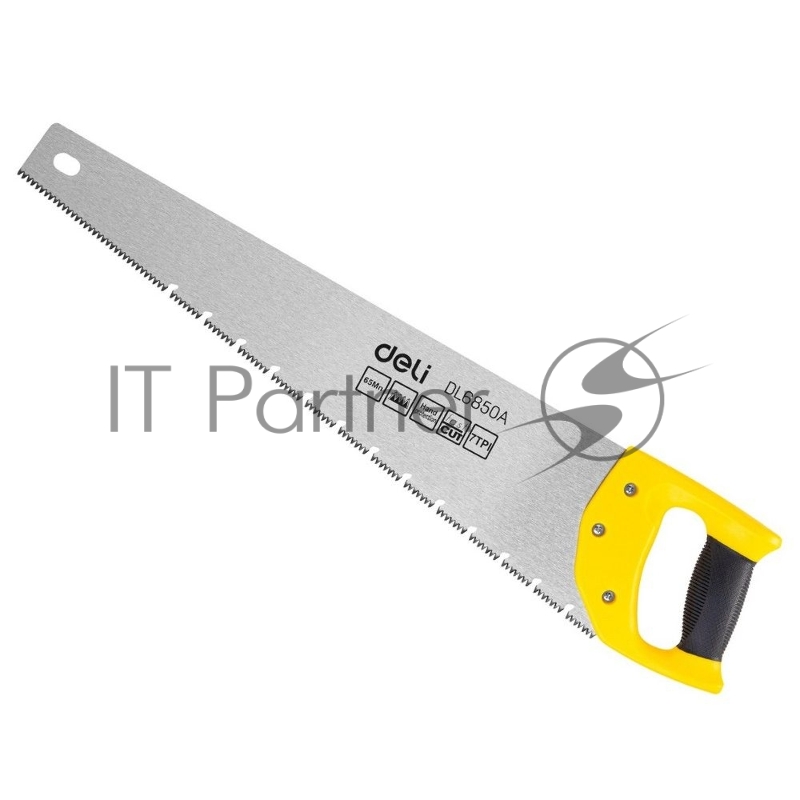 Ножовка по дереву Deli DL6850A 500мм, сталь 65Mn, шлифовка зубцов с 3-х сторон, рукоять из двухкомпонентного противоударного пластика