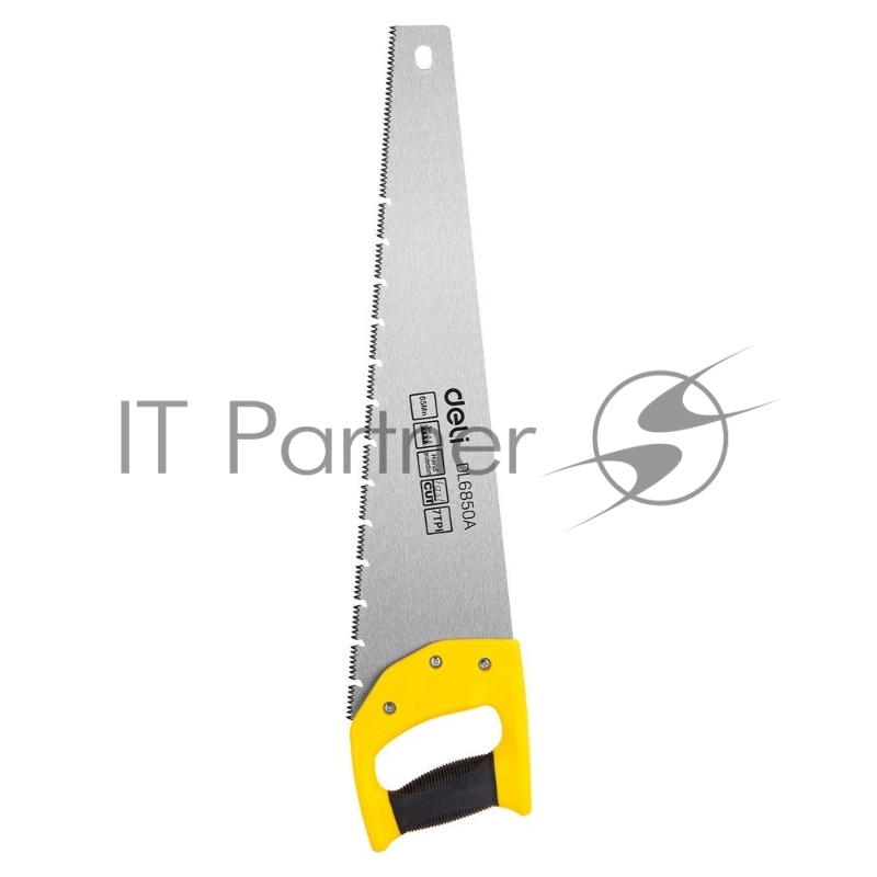 Ножовка по дереву Deli DL6850A 500мм, сталь 65Mn, шлифовка зубцов с 3-х сторон, рукоять из двухкомпонентного противоударного пластика