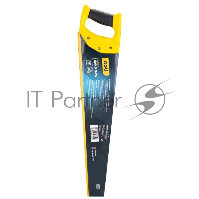 Ножовка по дереву Deli DL6850A 500мм, сталь 65Mn, шлифовка зубцов с 3-х сторон, рукоять из двухкомпонентного противоударного пластика