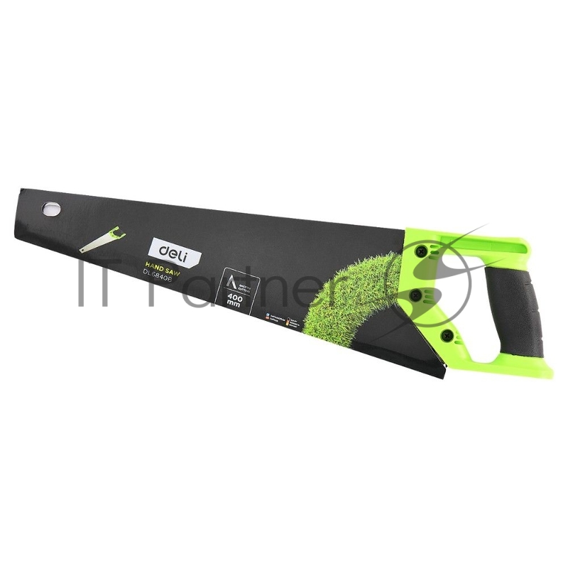 Ножовка по дереву Deli DL6840B 400мм, сталь 65Mn, шлифовка зубцов с 3-х сторон, рукоять из двухкомпонентного противоударного пластика