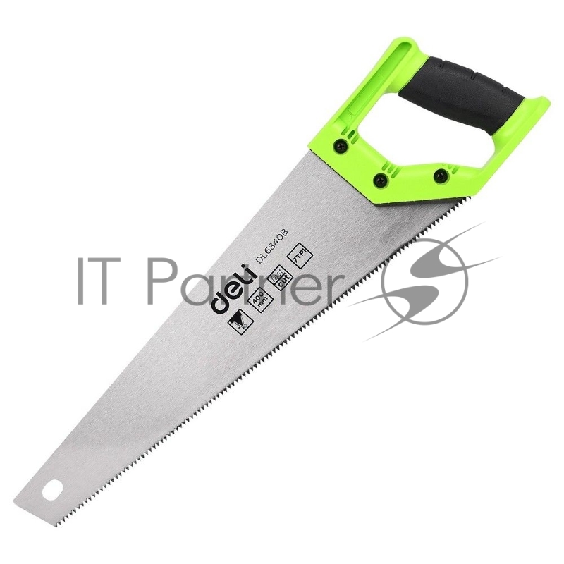 Ножовка по дереву Deli DL6840B 400мм, сталь 65Mn, шлифовка зубцов с 3-х сторон, рукоять из двухкомпонентного противоударного пластика