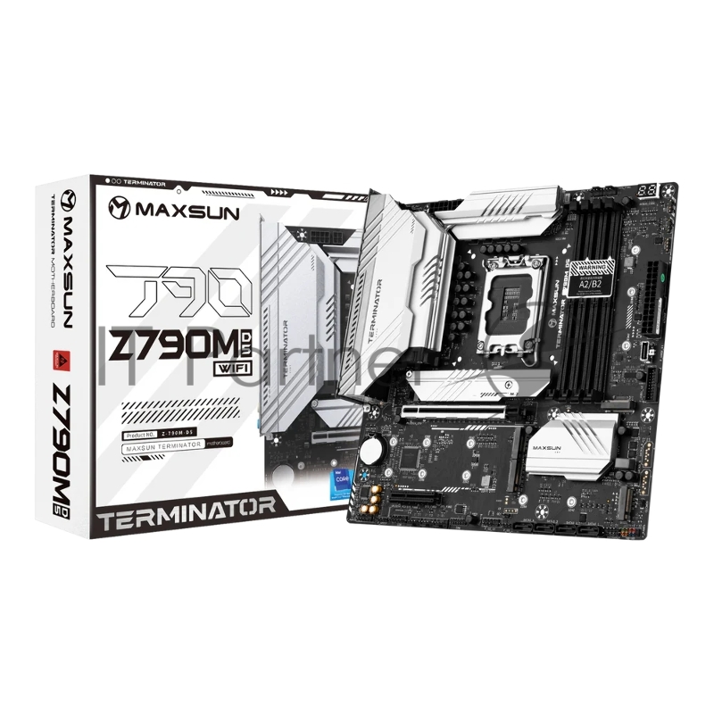 Материнская плата Maxsun MS-Terminator Z790M D5 WIFI 1700, Z790, 4xDDR5, 1xPCIEx16,1xPCIEx4,5xM.2, Front1xType-C,2xUSB3,3xUSB2, Rear1xType-C,4xUSB3,4xUSB2, 4xSATA3, 2,5GLan, HDMI+DP, mATX, RTL