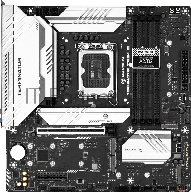Материнская плата Maxsun MS-Terminator Z790M D5 1700, Z790, 4xDDR5, 1xPCIEx16,1xPCIEx4,5xM.2, Front1xType-C,2xUSB3,3xUSB2, Rear1xType-C,4xUSB3,4xUSB2, 4xSATA3, 2,5GLan, HDMI+DP, mATX, RTL