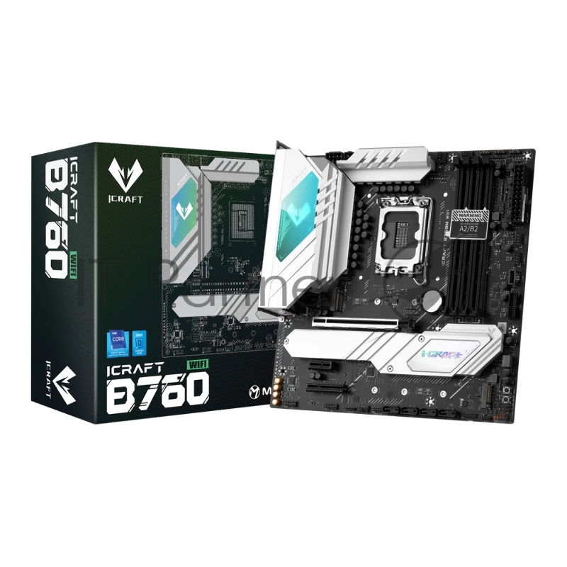 Материнская плата Maxsun MS-iCraft B760M WIFI 1700, B760, 4xDDR5, 1xPCIEx16,1xPCIEx4,1xPCIEx1,3x Front1xType-C,2xUSB3,4xUSB2, Rear1xType-C,4xUSB3,4xUSB2, 4xSATA3, 2,5GLan, HDMI+DP, mATX, RTL