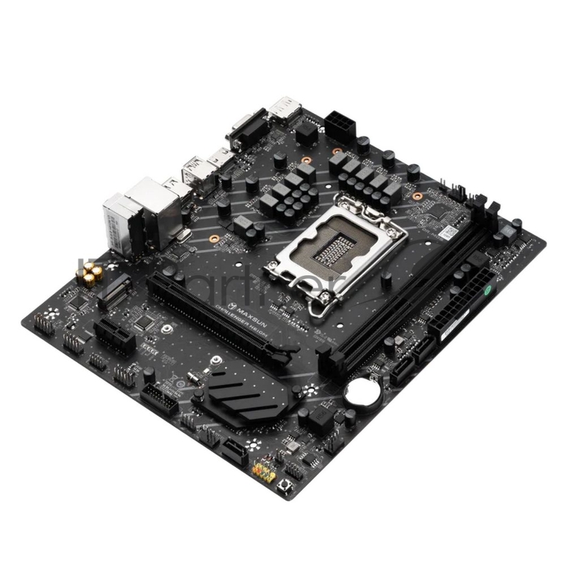 Материнская плата Maxsun MS-Challenger H610M 1700, H610, 2xDDR4, 1xPCIEx16,1xPCIEx1,1xM.2, Front2xUSB3,2xUSB2, Rear4xUSB2,2xUSB3, 3xSATA3, 1GLan, VGA+HDMI+DP, mATX, RTL
