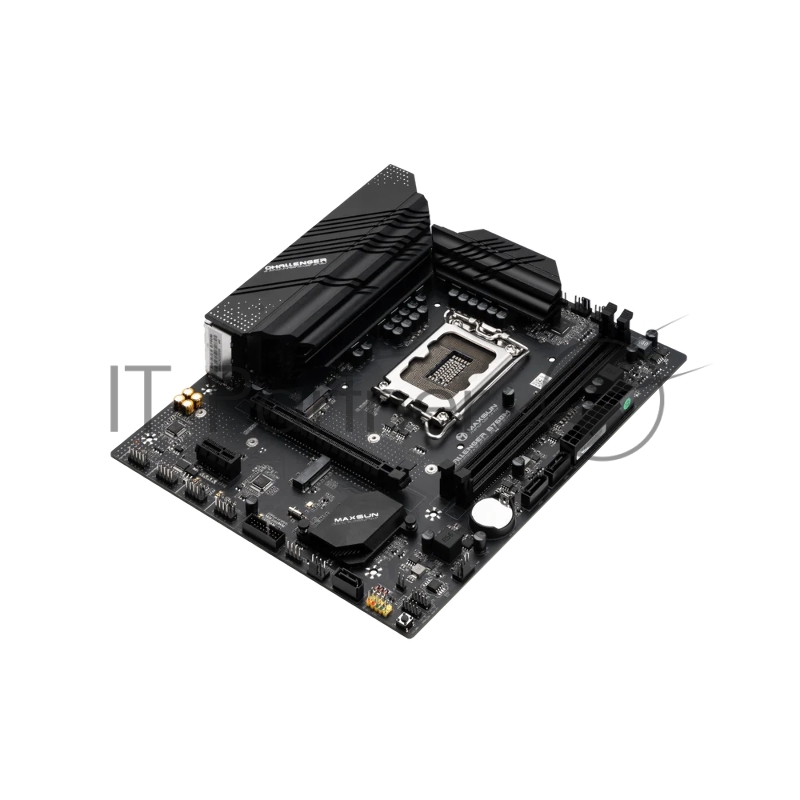 Материнская плата Maxsun MS-Challenger B760M 1700, B760, 2xDDR4, 1xPCIEx16,1xPCIEx1,2xM.2, Front2xUSB3,4xUSB2, Rear4xUSB3,2xUSB2, 3xSATA3, 1GLan, VGA+HDMI, mATX, RTL