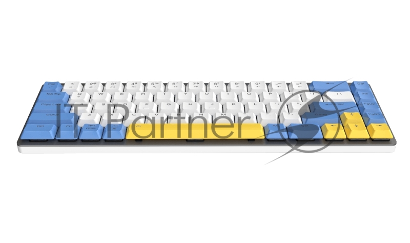 Клавиатура беспроводная Dareu EK868 White-Blue-Yellow (белый/синий/желтый), подключение: проводное+Bluetooth, свитчи: ультратонкие Kailh-Dareu Red (linear)