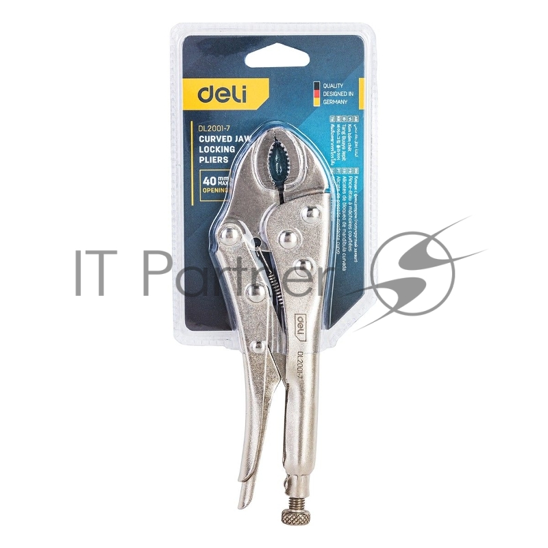 Зажимные клещи Deli DL2001-7 7 Рабочий ход 40 мм. Материал высокоуглеродистая сталь CrMo. Регулировочный винт. Быстросъёмная ручка.