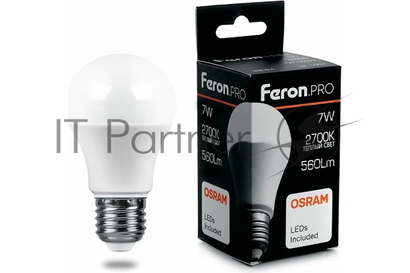 Лампа светодиодная LED 7вт Е27 теплый Feron.PRO