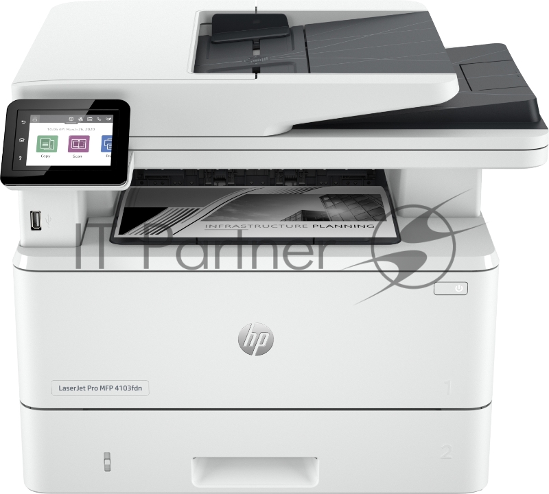 МФУ HP LaserJet Pro MFP M4103fdn (2Z628A) {A4, 1200dpi, 38ppm, 512Mb, 1200 MHz tray 100+250 pages USB+Ethernet Prin, старт. картр. 3050стр.}
