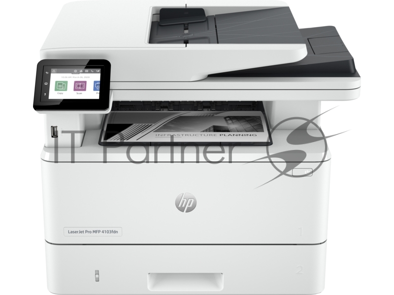 МФУ HP LaserJet Pro MFP M4103fdn (2Z628A) {A4, 1200dpi, 38ppm, 512Mb, 1200 MHz tray 100+250 pages USB+Ethernet Prin, старт. картр. 3050стр.}