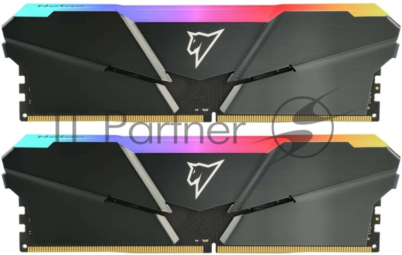 Модуль памяти DDR4 Netac Shadow RGB 16GB (2x8GB) 3200MHz CL16 1.35V / NTSRD4P32DP-16E / Gray / with radiator