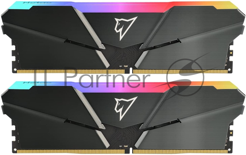 Модуль памяти DDR 4 DIMM 32Gb (16Gbx2) PC25600, 3200Mhz, Netac Shadow NTSRD4P32DP-32E, RGB, CL16 Grey, 1.35V, с радиатором