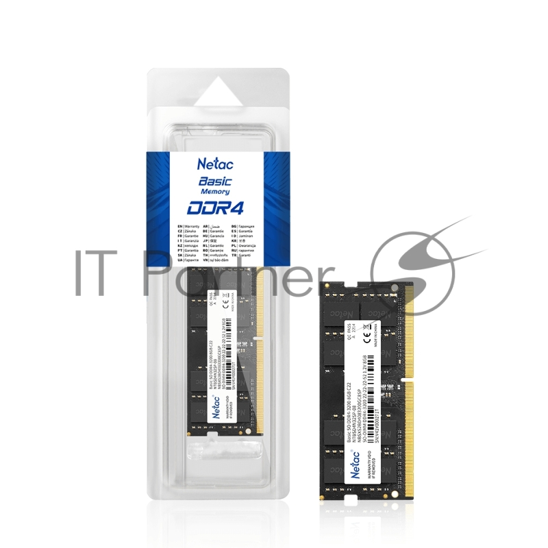 Модуль памяти SO-DIMM DDR4 Netac Basic 16GB 3200MHz CL22 1.2V / NTBSD4N32SP-16