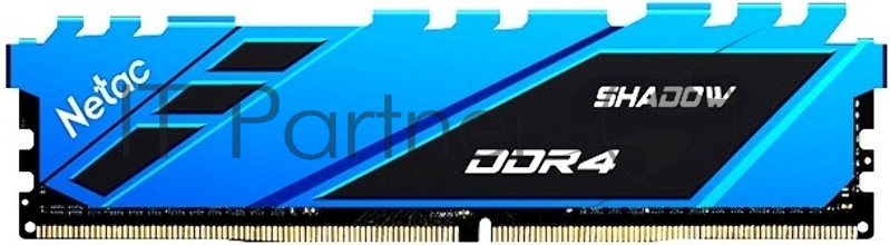 Модуль памяти DDR4 Netac Shadow 8GB 3600MHz CL18 1.35V / NTSDD4P36SP-08B / Blue / with radiator