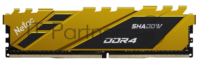 Модуль памяти DDR4 Netac Shadow 8GB 3600MHz CL18 1.35V / NTSDD4P36SP-08Y / Yellow / with radiator