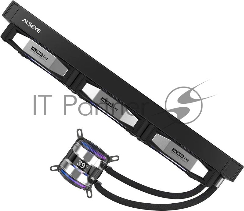 Жидкостная система охлаждения i360-B, Pump dimensions: L70*W70*H52.4 mmPump speed: 3200RPM±10%Pump bearing: ceramic bearing Water bloack dimensions: 393*120*27mmInterlocking fan dimensions: 120*120*25mmVoltage: DC 12VCurrent: 0.2A±10%Fan speed: 800-1