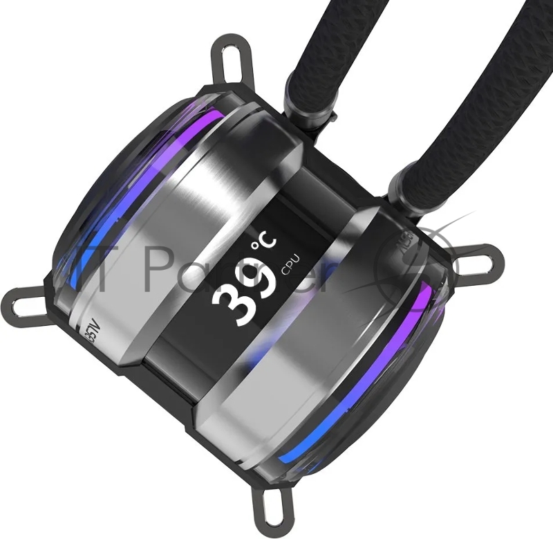 Жидкостная система охлаждения i360-B, Pump dimensions: L70*W70*H52.4 mmPump speed: 3200RPM±10%Pump bearing: ceramic bearing Water bloack dimensions: 393*120*27mmInterlocking fan dimensions: 120*120*25mmVoltage: DC 12VCurrent: 0.2A±10%Fan speed: 800-1