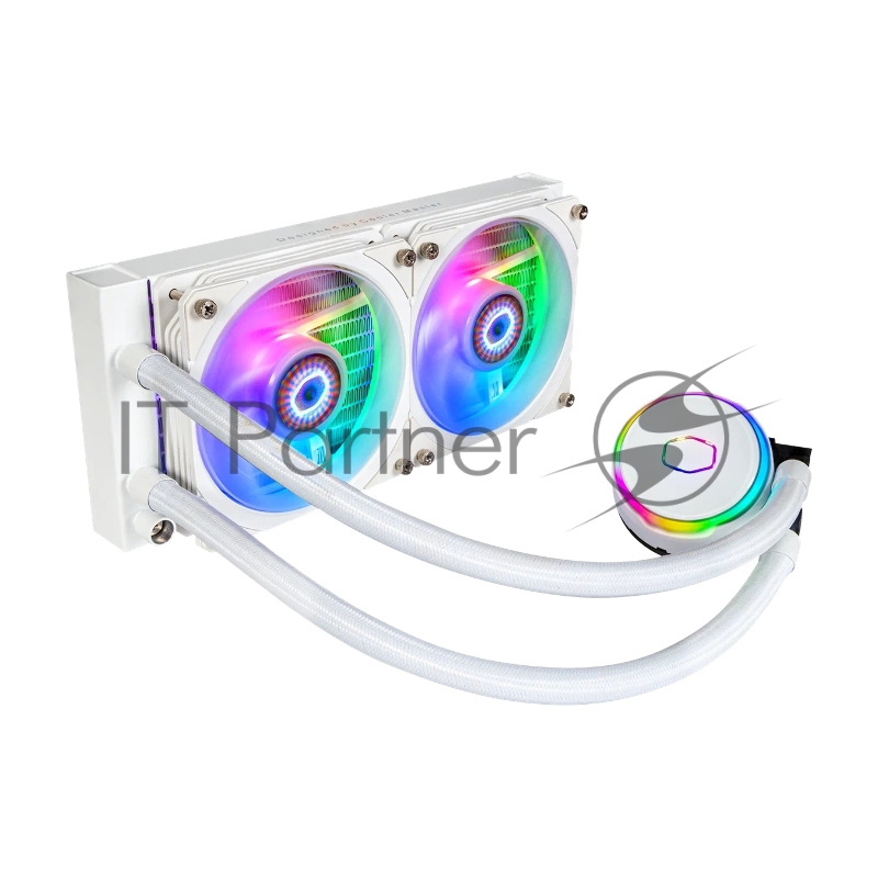 Жидкостная система охлаждения Cooler Master MasterLiquid PL240 Flux WHITE, LGA1700 PL240 Flux WHITE, 240 x 27mm wide radiator, 120mm ARGB Gen2 fan*2, Pump ARGB Gen 2 LED, LGA1700